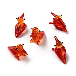 Handmade Lampwork Home Decorations, 3D Bird Ornaments for Gift, Orange Red, 29.5~32x12.5~13.5x17.5~19.5mm(LAMP-K039-26)