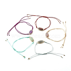 Natural Stone Oval  Link Bracelet, Adjustable Bracelet for Her, Inner Diameter: 1/4~4 inch(0.7~10.1cm)(BJEW-JB06861)