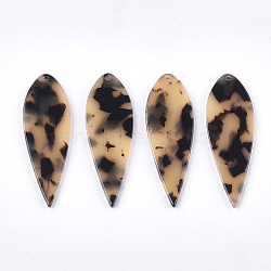 Cellulose Acetate(Resin) Pendants, Leopard Print, Teardrop, PapayaWhip, 39x13x2.5mm, Hole: 1.5mm(KY-T011-06A-01)