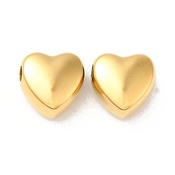 Manual Polishing 304 Stainless Steel Beads, Heart, Real 18K Gold Plated, 10.5x11x6.5mm, Hole: 2.5mm