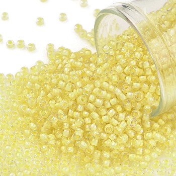 TOHO Round Seed Beads, Japanese Seed Beads, (182) Inside Color Luster Crystal Soft Yellow, 11/0, 2.2mm, Hole: 0.8mm, about 5555pcs/50g
