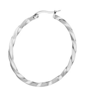 Titanium Steel Hoop Earrings, Twisted Ring Shape, Stainless Steel Color, 12 Gauge, 30x2mm