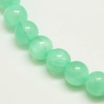 Dyed Natural Green Jade Beads Strands, Round, Turquoise, 4mm, Hole: 1mm, about 90pcs/strand, 15.74 inch