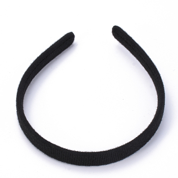 Hair Accessories Plain Plastic Hair Band Findings, No Teeth, with Velvet, Black, 122mm, 13mm