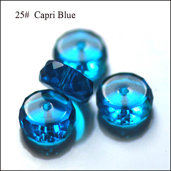 Imitation Austrian Crystal Beads, Grade AAA, Faceted, Flat Round, Dodger Blue, 10x5.5mm, Hole: 0.9~1mm
