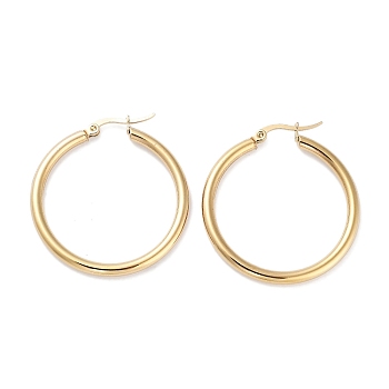 Ring 304 Stainless Steel Hoop Earrings for Women Men, Golden, 9 Gauge, 35x3mm, Pin: 0.6mm