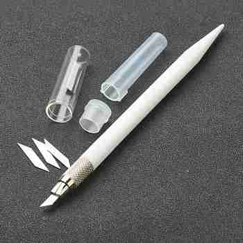 Plastic & Metal Carving Tools, Metal Sculpting Knife, for  Wood Carving/DIY Scrapbook/Crafts Supplies, White, 16x1.15cm