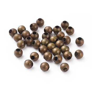Brass Spacer Beads, Seamless Round Beads, Antique Bronze Color, about 4mm in diameter, hole: 1.8mm