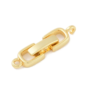 Rack Plating Brass Fold Over Clasps, Long-Lasting Plated, Lead Free & Cadmium Free, Real 18K Gold Plated, 22x6x4mm, Hole: 1.4mm