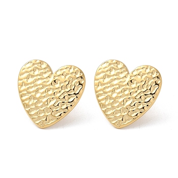 304 Stainless Steel Stud Earrings, Heart, Real 18K Gold Plated, 22x22mm