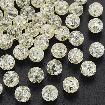 Transparent Crackle Acrylic Beads, Round, Yellow, 8x7mm, Hole: 1.8~2mm, about 1745pcs/500g