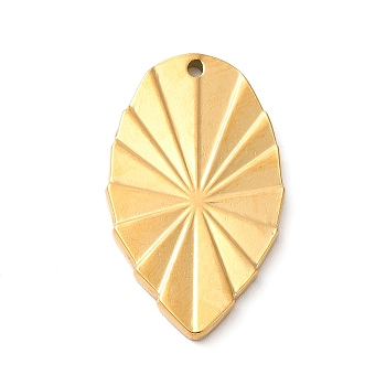 Ion Plating(IP) 304 Stainless Steel Pendants, Leaf Charm, Golden, 30x18x2mm, Hole: 1.4mm