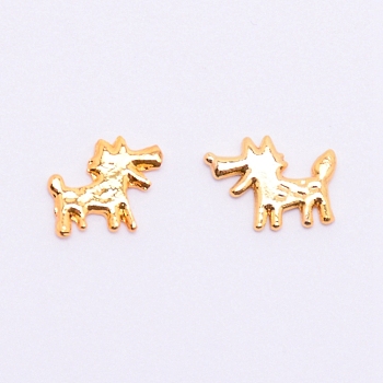 Alloy Cabochons, UV Resin Filling Materilal, Cadmium Free & Lead Free, Dog, Golden, 7x8.5x1mm