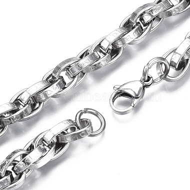 201 bracelet chaîne corde en acier inoxydable(BJEW-S057-77)-3