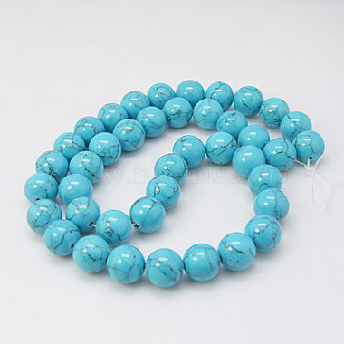 10mm DeepSkyBlue Round Synthetic Turquoise Beads