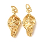 Buddhist Brass Pendants, Meditation Buddha Charms, Rack Plating, Long-Lasting Plated, Golden, 16x7.5x3.5mm, Hole: 3.5mm(KK-CBA25B2-02G)
