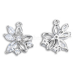 Brass Pave Clear Cubic Zirconia Pendants, Cadmium Free & Lead Free, Flower, Platinum, 18x15x5mm, Hole: 1.4mm(KK-N235-042P)