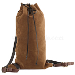Flocking Fibre Drawstring Backpacks with PU Leather Straps and Alloy Clasps, for Travel, Rectangle, Camel, 461x275x2mm(ABAG-WH20019-02A)
