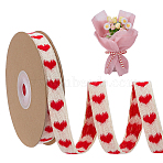 Heart Cotton Ribbon, for Cloth Dress Sewing Accessories, Red, 5/8 inch(14.5mm)(OCOR-WH0101-138A)