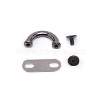 Aluminum Alloy Bag Hanger D Buckles, with Iron Screws & Shim, Bag Replacement Accessories, Gunmetal, 0.75~2.55x0.75~1x0.07~0.65cm, Hole: 2.5mm and 6x3mm, 4pcs/set(FIND-WH0082-68C)