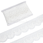 5Yards Flower Pattern Cotton Lace Ribbon, Lace Trim, Clothes Accessories, White, 4 inch(100mm)(OCOR-MA0001-71)