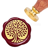 Brass Wax Seal Stamps with Rosewood Handle, for DIY Scrapbooking, Tree of Life, 25mm(AJEW-WH0412-0066)