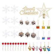 7 Styles Merry Christmas Plastic Pendants Decoration Set, for Christmas Tree Hanging Decorations, Mixed Shapes, Mixed Color, 72~176x112~191x1.5~22mm(HJEW-BC0001-45)