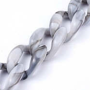 Handmade Acrylic Curb Chains, Twisted Chains, Imitation Gemstone Style, for Jewelry Making, Light Grey, Link: 38.5x26x13mm, 39.37 inch(1m)/strand(AJEW-JB00605-01)