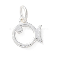 925 Sterling Silver Hollow Fish Charms with Jump Rings, Silver, 10.5x10x1.8mm, Hole: 4mm(STER-E071-01S-09)