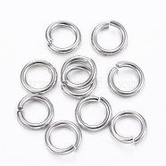 304 Stainless Steel Open Jump Rings, Stainless Steel Color, 18 Gauge, 7x1mm, Inner Diameter: 4.8mm(STAS-H555-08P)