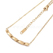 Ion Plating(IP) 304 Stainless Steel Cable Chain Necklaces, Twist Stick Pendant Necklaces for Women, Real 18K Gold Plated, 17.72 inch(45cm)(NJEW-G081-05G)