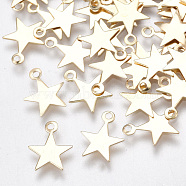Iron Charms, Nickel Free, Star, Light Gold, 10x8x0.5mm, Hole: 1mm(IFIN-T007-18KC-NF)