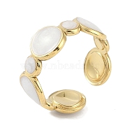 Ion Plating(IP) 304 Stainless Steel Enamel Cuff Finger Rings, Round Open Rings for Women, Real 18K Gold Plated, Adjustable, 8.5mm(RJEW-L107-038G-01)