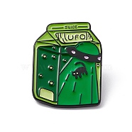 Milk Carton Aolly Brooch for Backpack Clothes, Space Theme Pattern, 30x23x1.8mm, Pin: 1.2mm(JEWB-M024-04B-D)