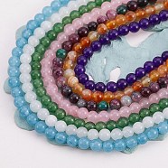 7 Strands 7 Style Natural Malaysia Jade & White Jade & Carnelian Beads Strands, Round, Mixed Color, 1strand/style(G-SZ0001-48)