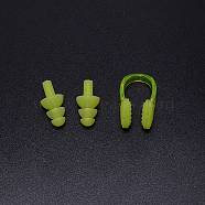 Silicone Nose Clip & Earplug Set, for Swimming Protective Gear, Green Yellow, 36x22x16mm, 3pcs/set(AJEW-WH0240-32B)
