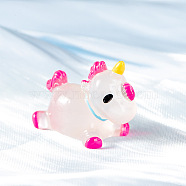 Unicorn Luminous Resin Ornament, Glow in the Dark, for Home Desktop Car Decoration, Fuchsia, 30x24mm(LUMI-PW0006-18D)