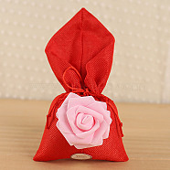 Polyester Ramie Blended Yarn Jewelry Drawstring Gift Bags, Wedding Favor Candy Bags, Rose, Red, 17.8~18x9.5~9.7x0.2cm(ABAG-TAC0006-05B)