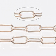 Unwelded Iron Paperclip Chains, Drawn Elongated Cable Chains, with Spool, Rose Gold, 12.5x5.6x1.2mm, about 82.02 Feet(25m)/roll(CH-S125-09A-RG)