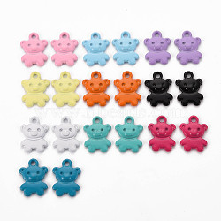 Spray Painted Alloy Charms, Cadmium Free & Lead Free, Bear, Mixed Color, 14x10x2mm, Hole: 1.6mm(PALLOY-Q433-034-RS)