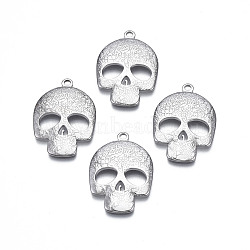 Non-Tarnish 201 Stainless Steel Pendants, Skull, Stainless Steel Color, 30x21.5x3mm, Hole: 2mm(STAS-S119-164P)