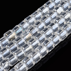 Transparent Glass Bead Strands, Column, Clear, 5~5.5x4~4.5mm, Hole: 1.4mm, about 95~99pcs/strand, 15.28 inch~39.3 inch(38.8~39.3cm)(GLAA-N047-09-E01)