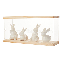 Rectangle Acrylic Minifigures Display Case with Wooden Top and Bottom, Dustproof Dolls Display Box for Models Toys Action Figures, Clear, 30x10x14.5cm(ODIS-WH0030-32B)