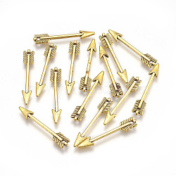 Tibetan Style Alloy Pendants, Arrow, Cadmium Free & Lead Free, Antique Golden, 29x5x2mm, Hole: 2mm(TIBEP-A21211-AG-LF)