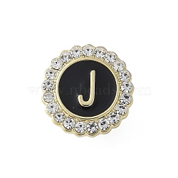 Letter Enamel Pins, Alloy Brooches for Backpack Clothes, with Clear Cubic Zirconia , Letter J, 17.8x17mm(JEWB-S042-03J-G)