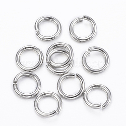 Tarnish Resistant 304 Stainless Steel Open Jump Rings, Stainless Steel Color, 18 Gauge, 7x1mm, Inner Diameter: 4.8mm(STAS-H555-08P)