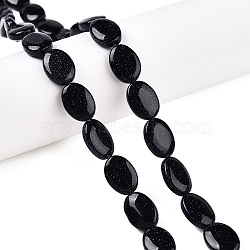 Synthetic Blue Goldstone Beads Strands, Flat Oval, 14x10x5.5mm, Hole: 1.2mm, about 28pcs/strand, 15.55''(39.5cm)(G-M206-54)