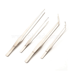 Stainless Steel Curved Tweezers, Stainless Steel Color, 4pcs/set(STAS-OC0001-02P)