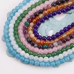 7 Strands 7 Style Natural Malaysia Jade & White Jade & Carnelian Beads Strands, Round, Mixed Color, 1strand/style(G-SZ0001-48)