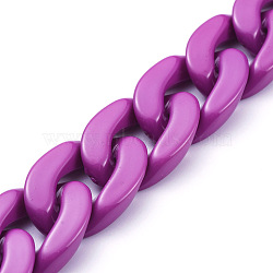 Handmade Opaque Acrylic Curb Chains, Twisted Chain, Oval, for Jewelry Making, Purple, Link: 30x21x6mm, 39.37 inch(1m)/strand(AJEW-JB00564-03)